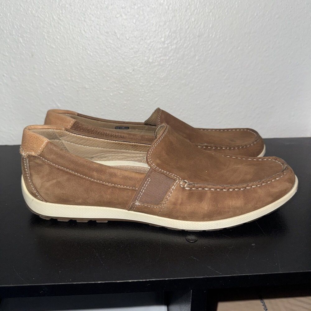 ECCO S-lite Moc Mens 42 Brown Leather Mesh Slip On Loafers Casual US 8